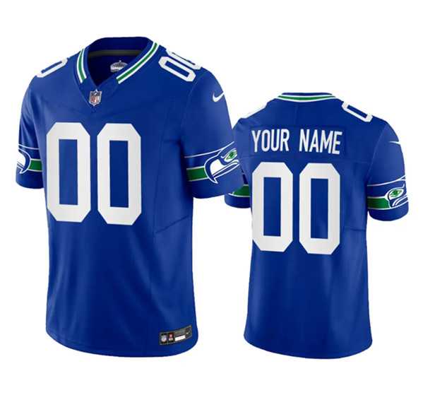 Mens Seattle Seahawks Active Player Custom Royal 2023 F.U.S.E. Vapor Limited Throwback Stitched Jersey